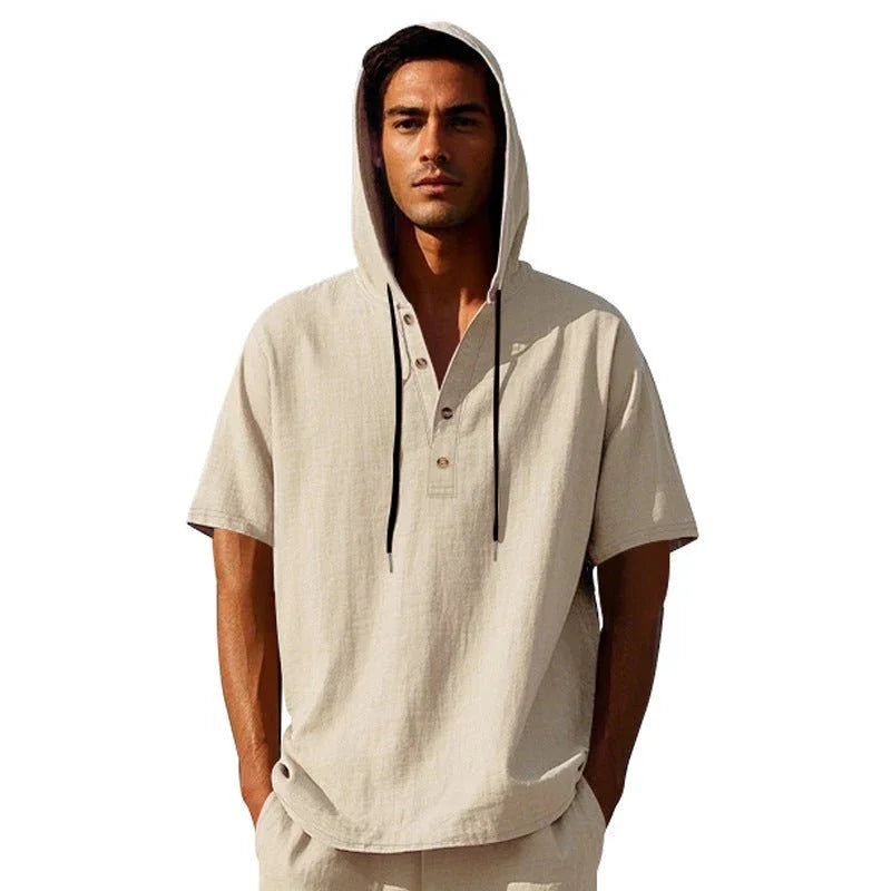 European And American Linen Short-Sleeved Men'S T-Shirt Simple  Pre2brand