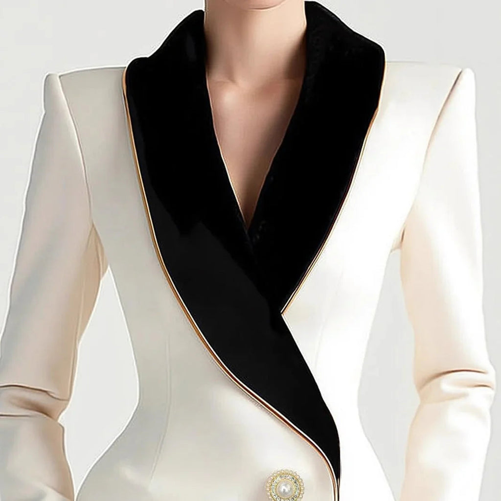 Fashion Irregular Women'S Golden Edge Pearl Button Long Sleeve Coat  Pre2brand