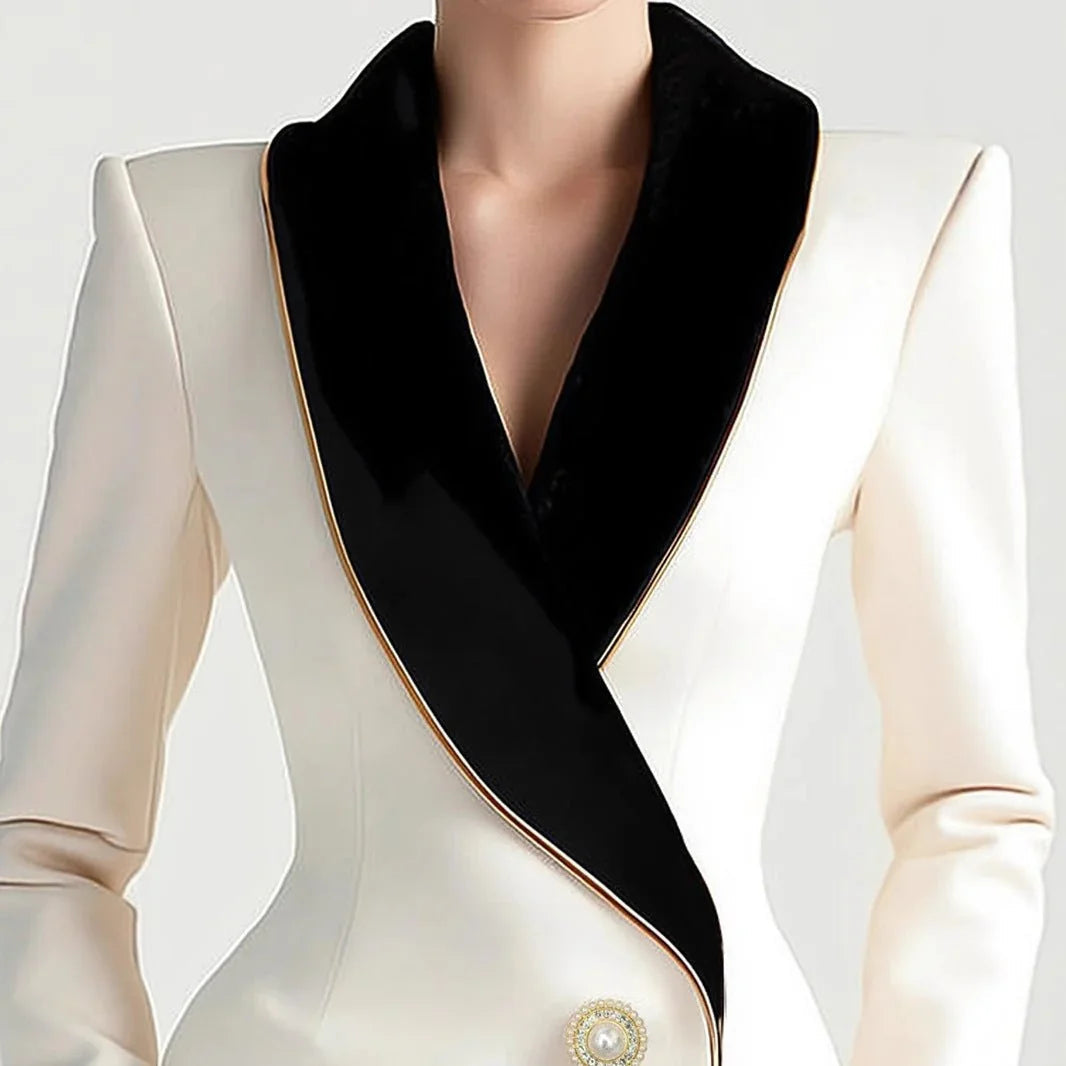 Fashion Irregular Women'S Golden Edge Pearl Button Long Sleeve Coat  Pre2brand