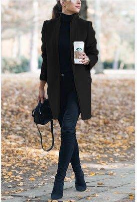 Women's Stand-Up Collar Wool Blazer  Pre2brand