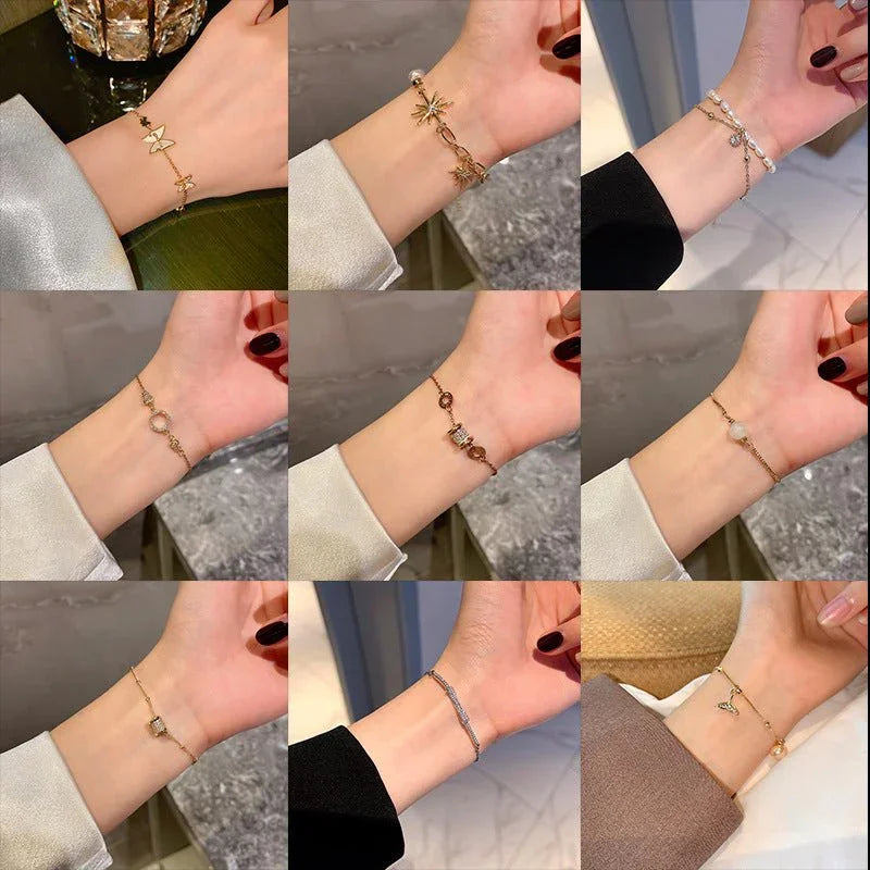 Women's Luxury Pearl & Gold Charm Bracelet  Pre2brand