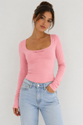 Women's Long Sleeve Casual Tops – Slim Fit & Pleated Blouses