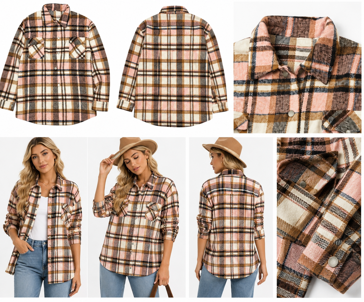 Unisex Long Sleeve Plaid Shirt Jacket – Button-Up Cardigan Coat